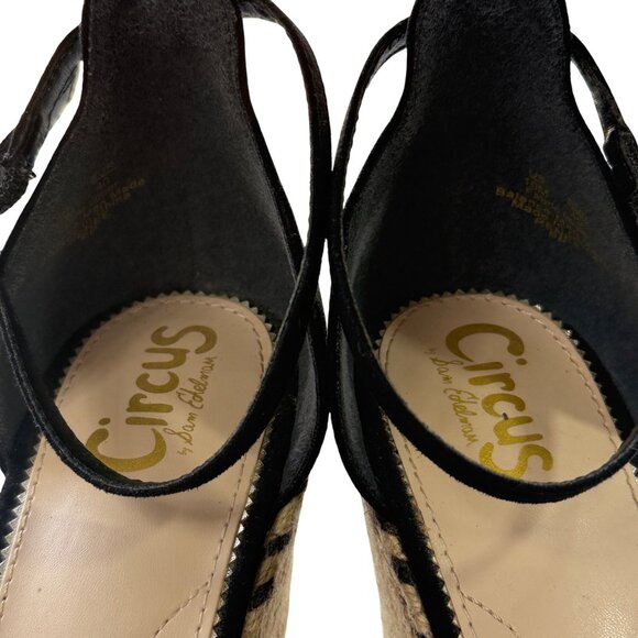 Sam Edelman Circus Black Espadrille Wedge Sandals w/ Ankle Strap & 4" Heel 10M - Picture 7 of 11